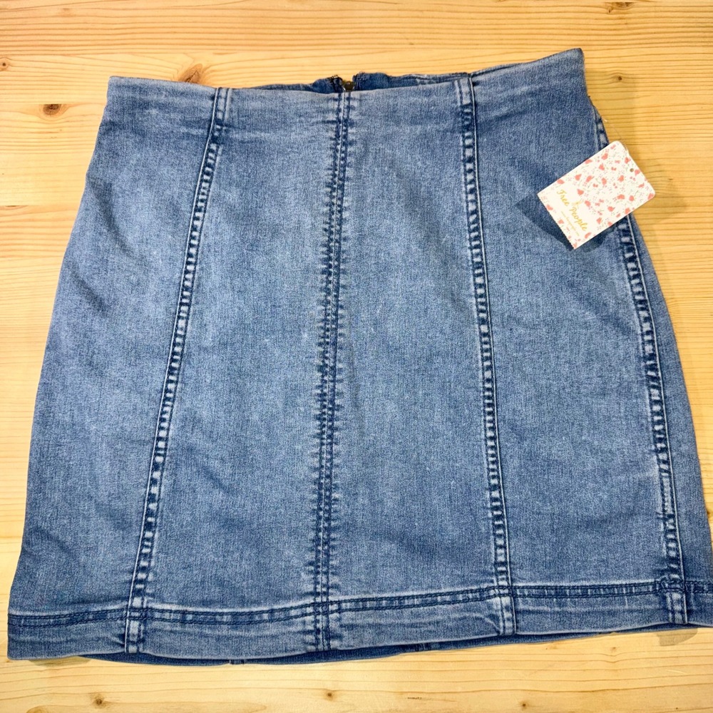 Free People Denim Mini Skirt A-Line Blue Jean Skirtโ Women's Size 10 Y2K
